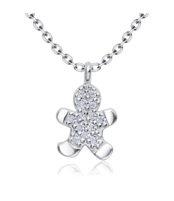 Gingerbread Man Cookie Designed With CZ Silver Necklace SPE-5231